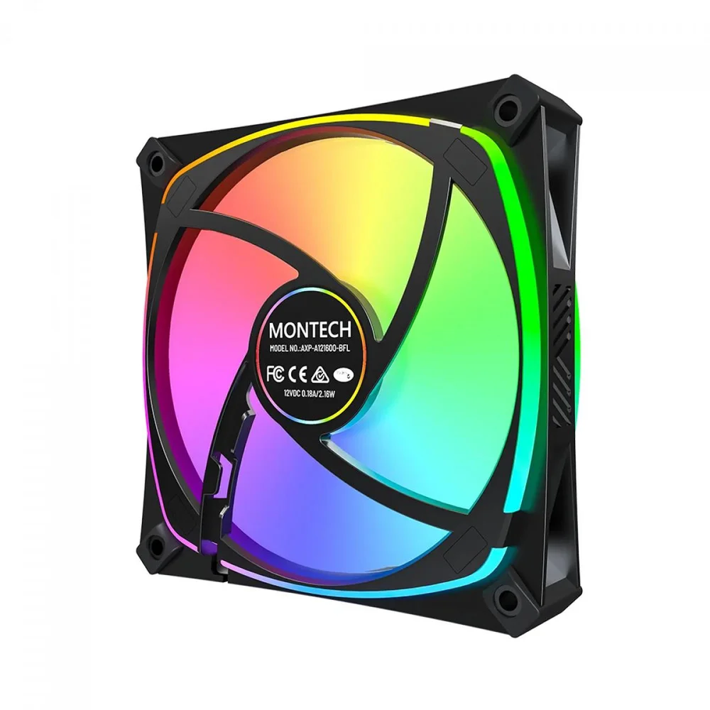 Imagem 2 de 5 do produto Cooler Para Gabinete Montech Ax120 Pro, ARGB, 120mm, Preto