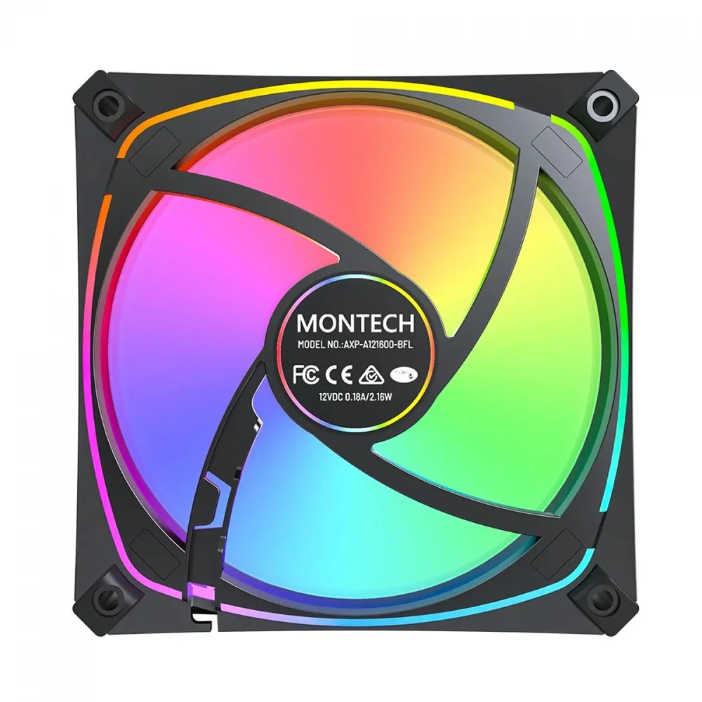 Imagem 3 de 5 do produto Cooler Para Gabinete Montech Ax120 Pro, ARGB, 120mm, Preto