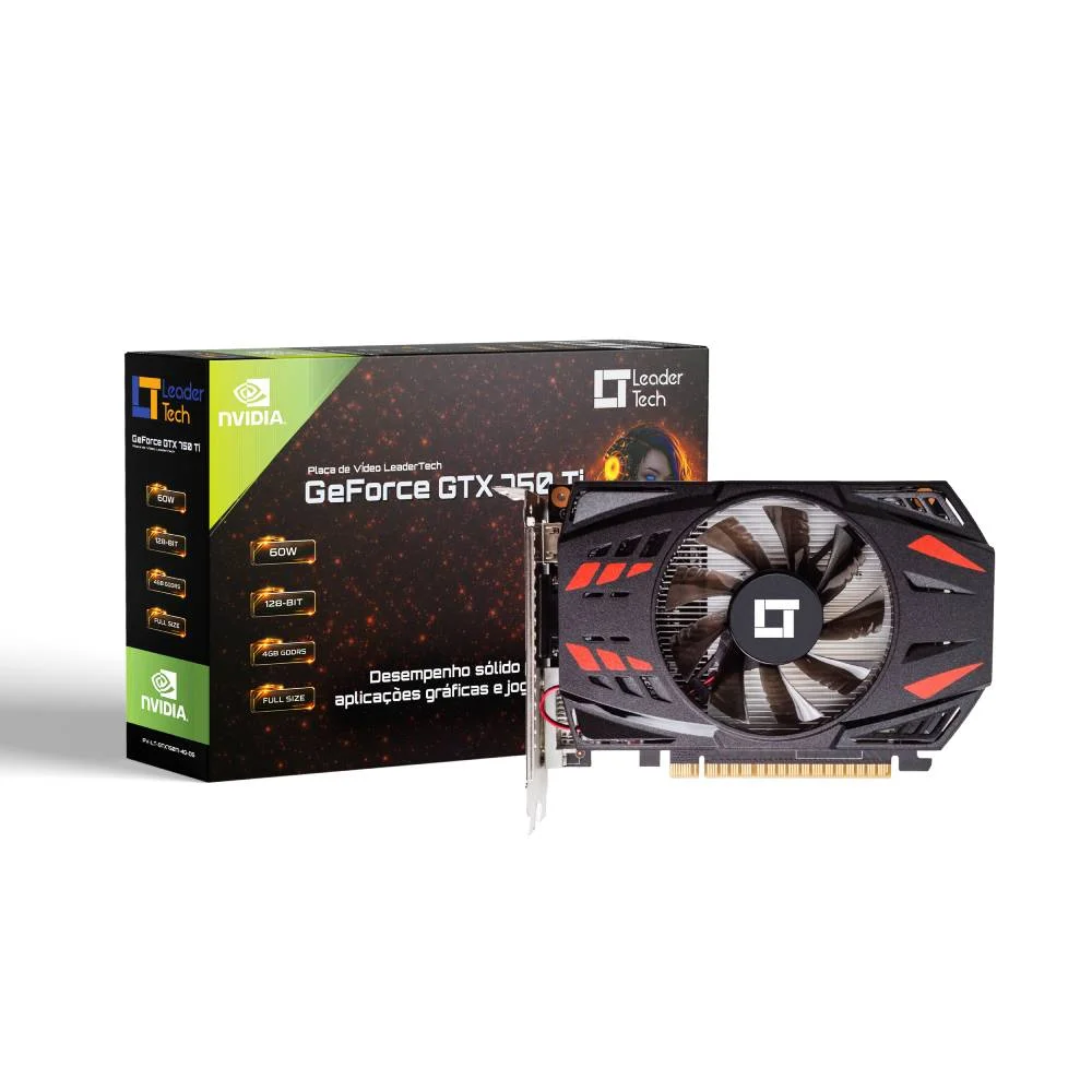 Placa De Vídeo Leadertech Geforce Gtx 750 Ti 4gb GDDR5 128 Bits - Pv-lt-gtx750ti-4g-d5