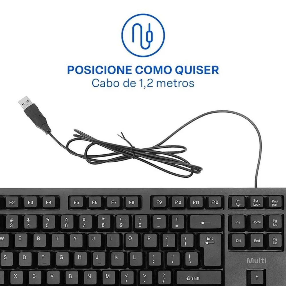 Imagem 2 de 5 do produto Kit Teclado E Mouse Multi Cf600 Usb Tc609 Preto