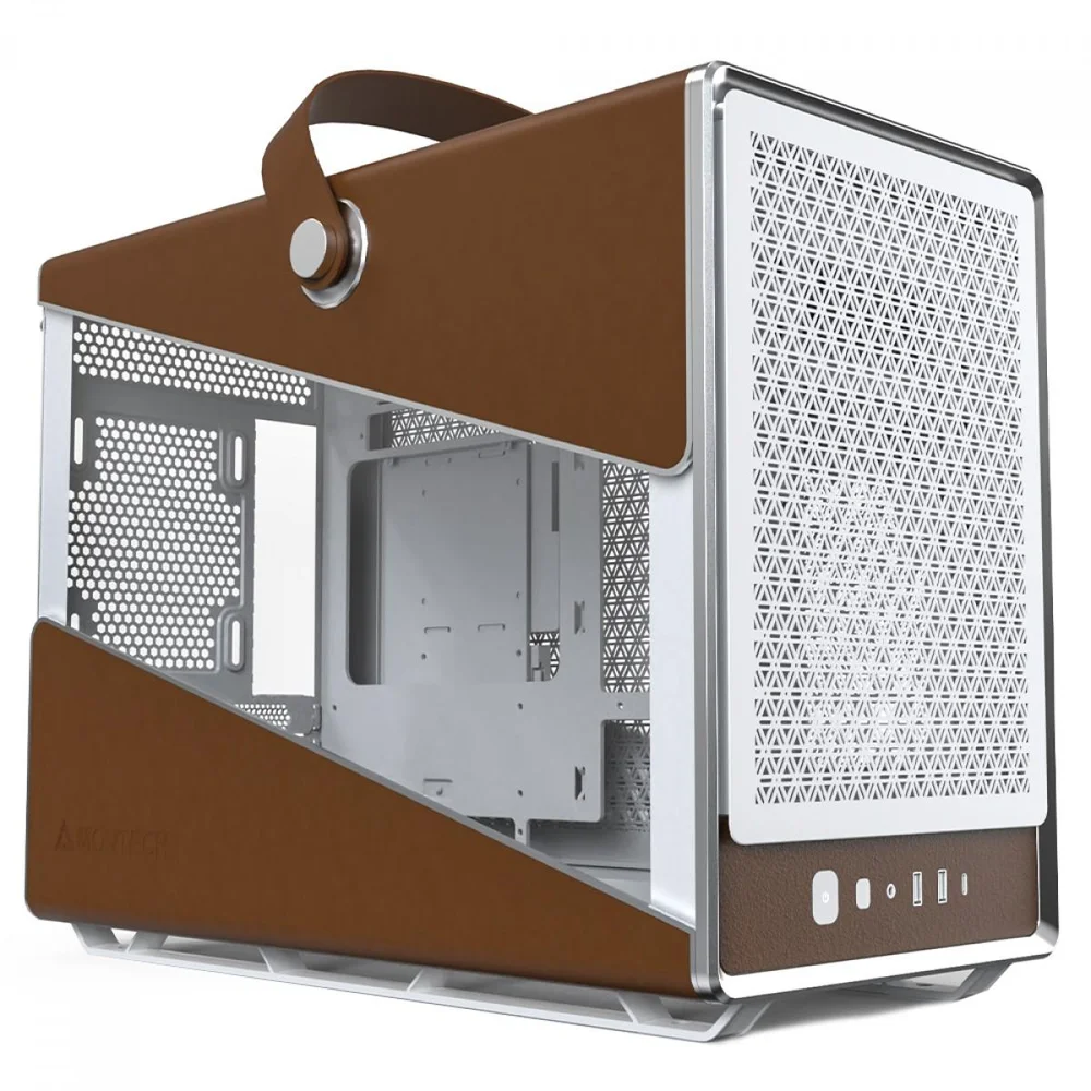 Gabinete Montech Heritage, Mini Tower, Couro E Metal, Matx, Sem Fonte, Sem Fan, Branco