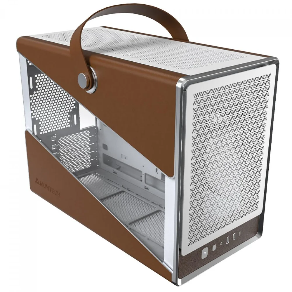 Gabinete Montech Heritage, Mini Tower, Couro E Metal, Matx, Sem Fonte, Sem Fan, Branco