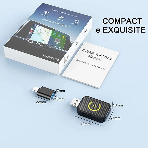 Imagem 4 de 5 do produto Adaptador CarPlay Sem Fio 2 em 1 Wireless CarPlay e Android Auto USB / USB-C
