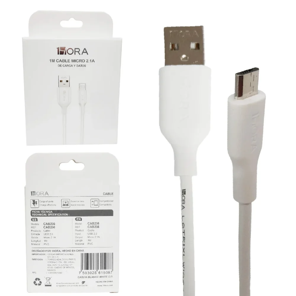 Imagem 2 de 3 do produto Cabo De Dados Usb-a Para V8 1m Pvc Cab236-14-2