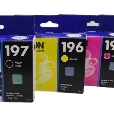 Kit Cartucho Epson 197 Preto 196 Colors Xp-204 Xp-214 Xp-401