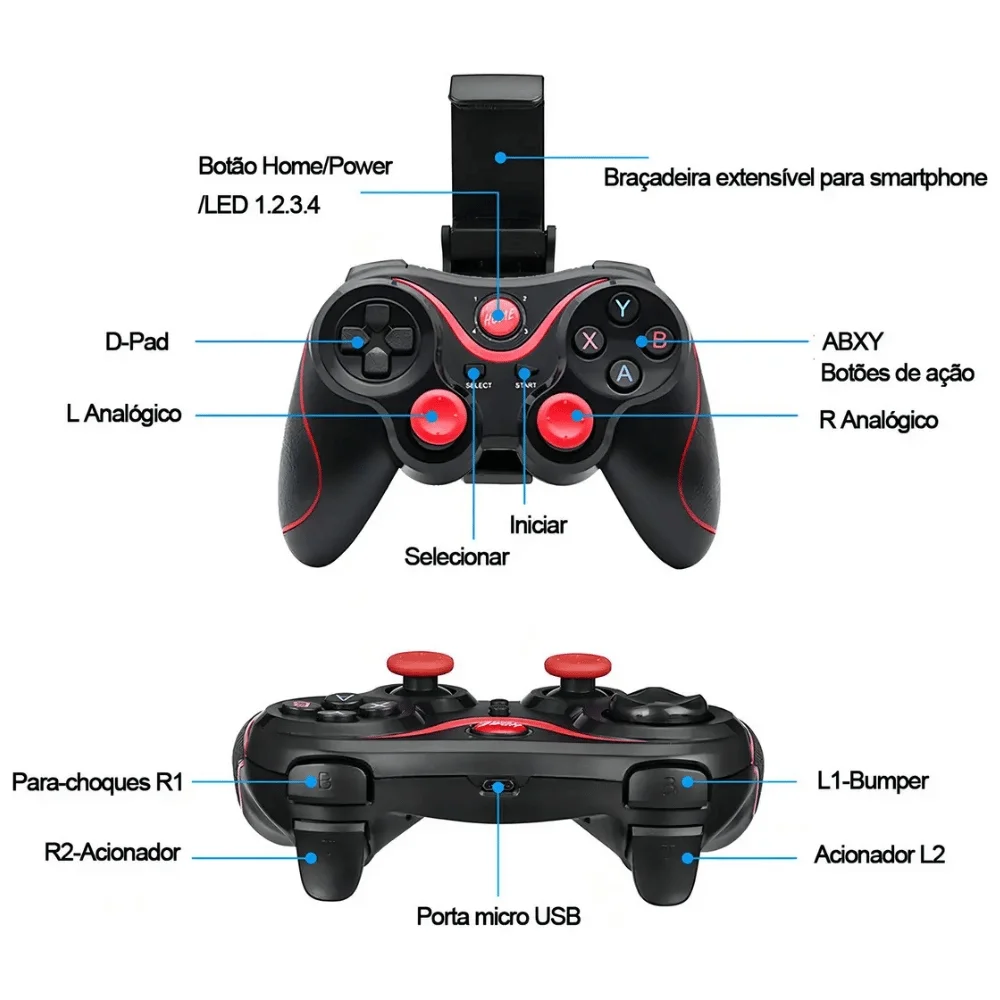 Imagem 4 de 4 do produto Controle Gamepad Bluetooth Al-g7 K Android Ios PC Cor Preto