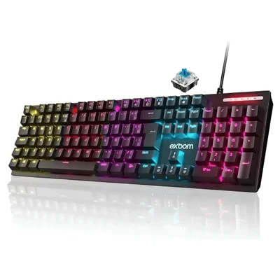 Teclado Mecânico Gamer 100% Switch Blue 17 Modos RGB Bk-g500