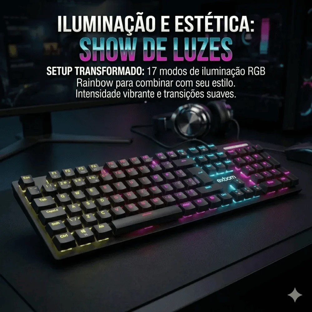 Imagem 2 de 5 do produto Teclado Mecânico Gamer 100% Switch Blue 17 Modos RGB Bk-g500