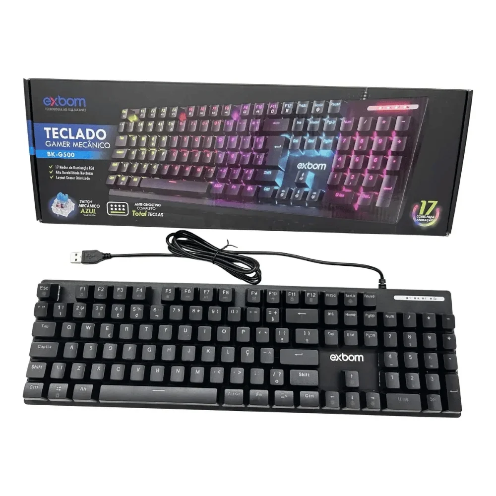 Imagem 4 de 5 do produto Teclado Mecânico Gamer 100% Switch Blue 17 Modos RGB Bk-g500