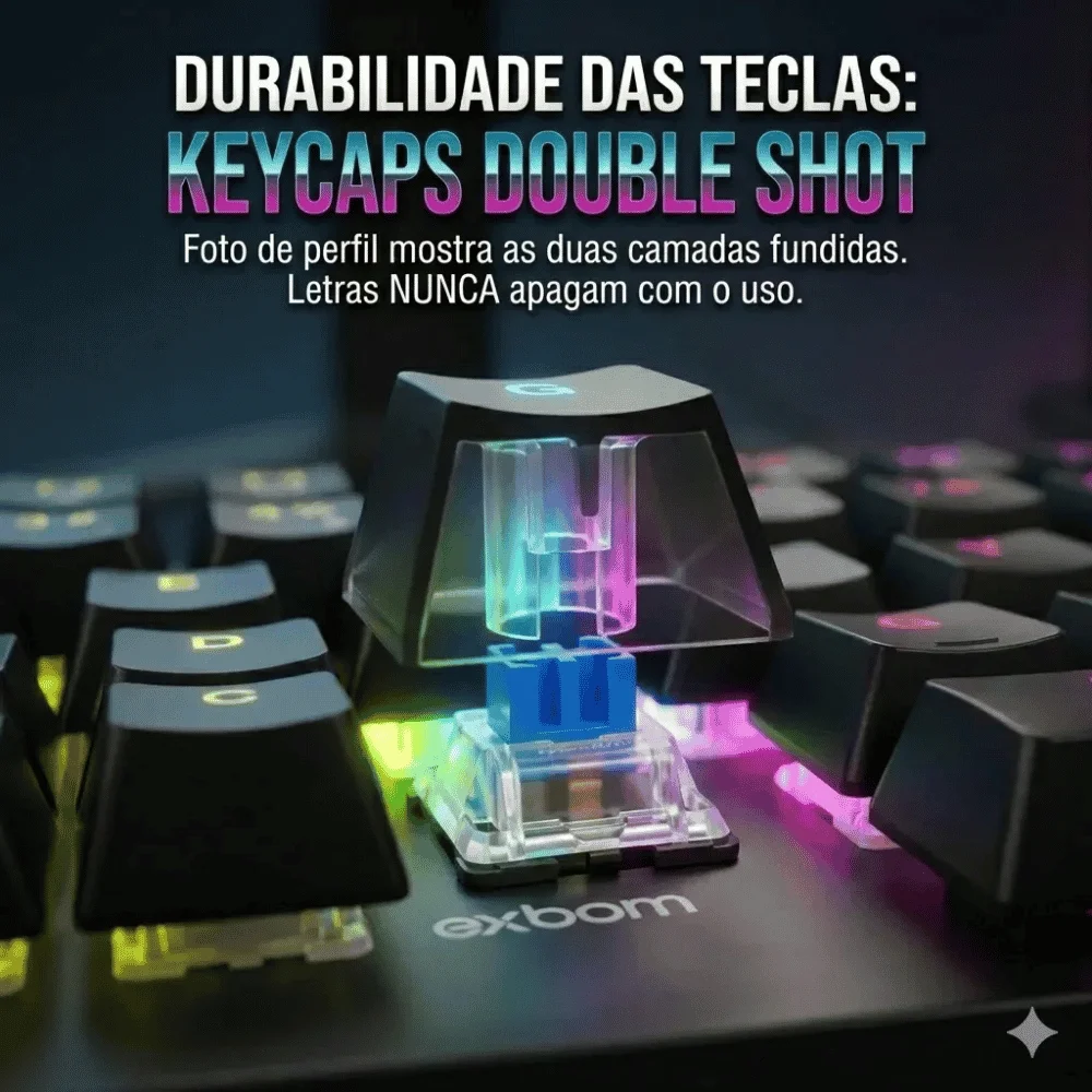 Imagem 5 de 5 do produto Teclado Mecânico Gamer 100% Switch Blue 17 Modos RGB Bk-g500