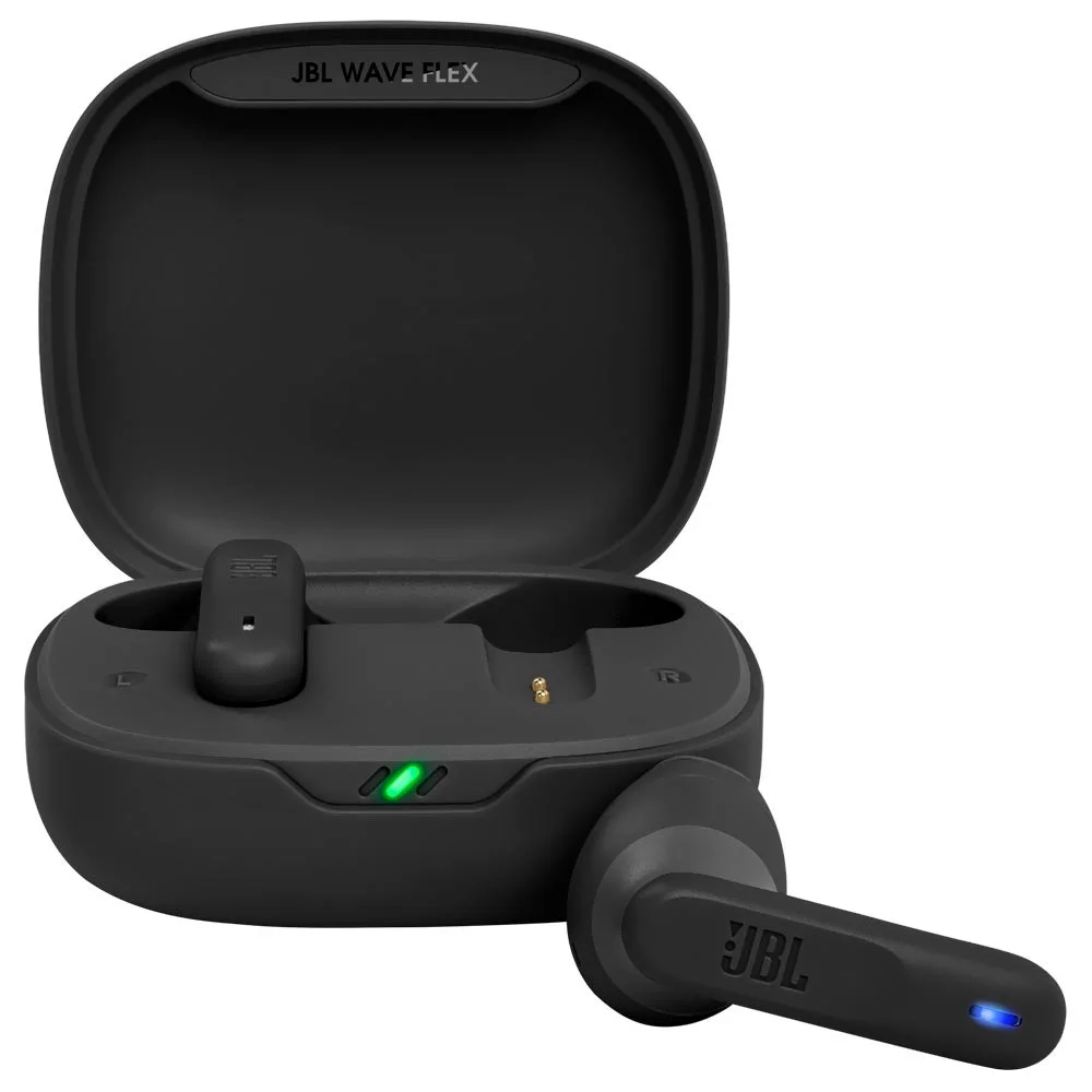Fone De Ouvido Sem Fio Jbl Wave Flex Perfect Fit Tws Bluetooth 5.3 Estéreo 21h Bateria Confortável Preto