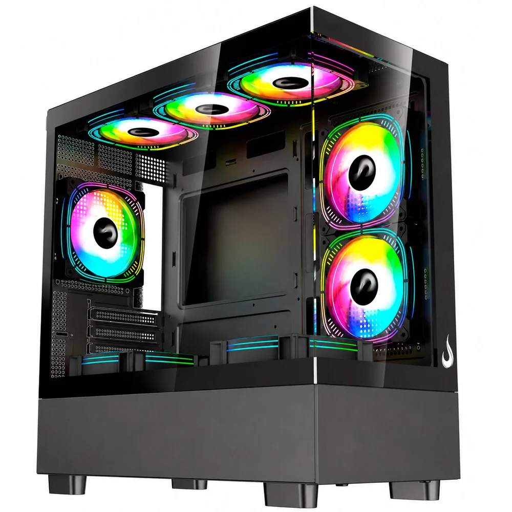 Gabinete Gamer Rise Mode Crystal Glass 03, Mid Tower, Preto - Rm-ca-cy-03-fb