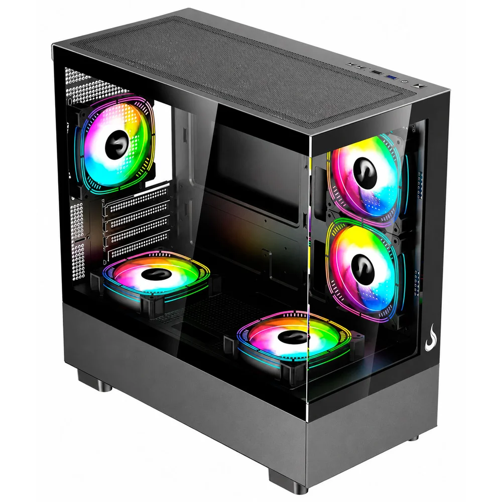 Imagem 3 de 4 do produto Gabinete Gamer Rise Mode Crystal Glass 03, Mid Tower, Preto - Rm-ca-cy-03-fb