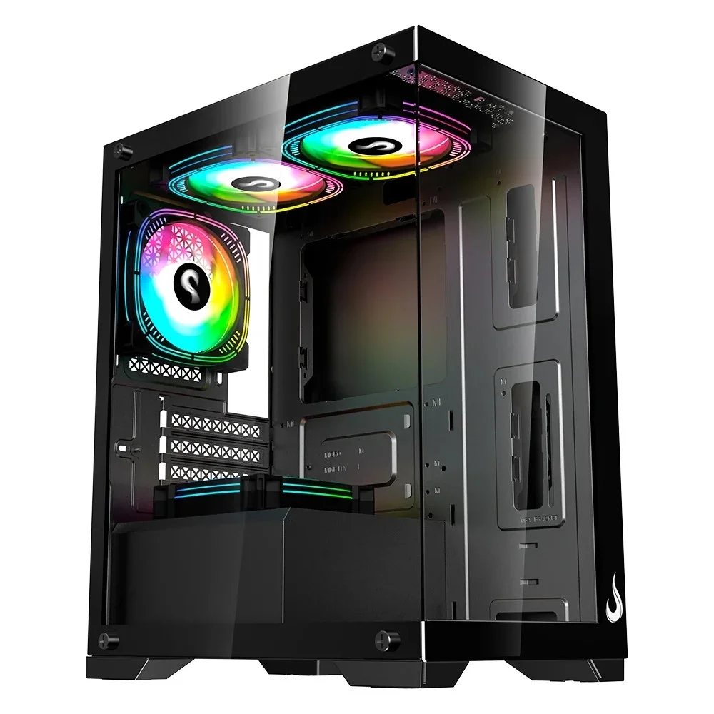 Gabinete Gamer Rise Mode Crystal Glass 01, Mid Tower, Preto - Rm-ca-cy-01-fb