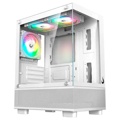 Gabinete Gamer Rise Mode Crystal Glass 02, Mid Tower, Sem Fan, Branco - Rm-ca-cy-02-fw