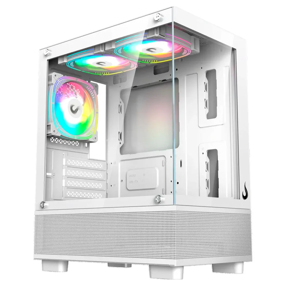 Gabinete Gamer Rise Mode Crystal Glass 02, Mid Tower, Sem Fan, Branco - Rm-ca-cy-02-fw