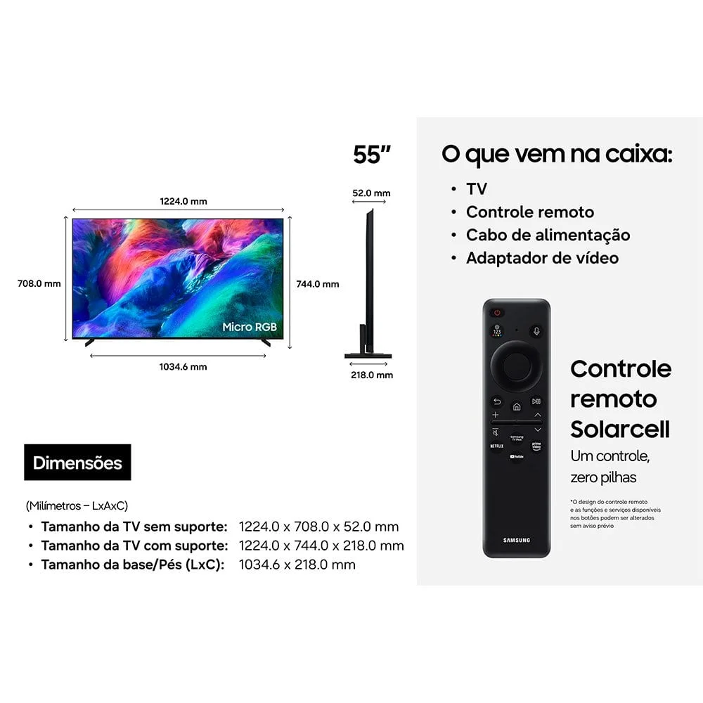 Imagem 4 de 5 do produto Samsung Vision Ai Tv 55" Micro RGB 4k R85h 2027 Bivolt