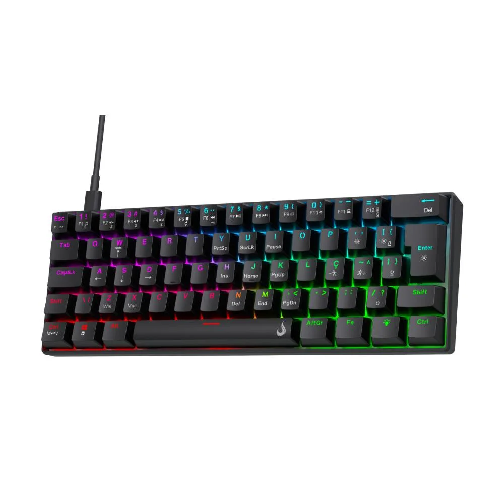 Imagem 3 de 5 do produto Teclado Mecânico Gamer Rise Mode Nova 02 Switch Rise Core RGB C/ Fio Abnt2 Preto - Rm-tcm-nv02-b