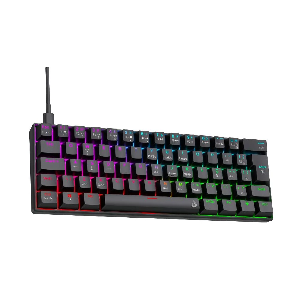 Imagem 4 de 5 do produto Teclado Mecânico Gamer Rise Mode Nova 02 Switch Rise Core RGB C/ Fio Abnt2 Preto - Rm-tcm-nv02-b