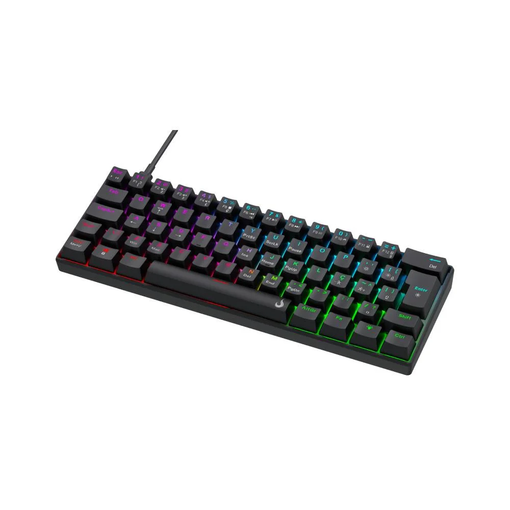 Imagem 5 de 5 do produto Teclado Mecânico Gamer Rise Mode Nova 02 Switch Rise Core RGB C/ Fio Abnt2 Preto - Rm-tcm-nv02-b