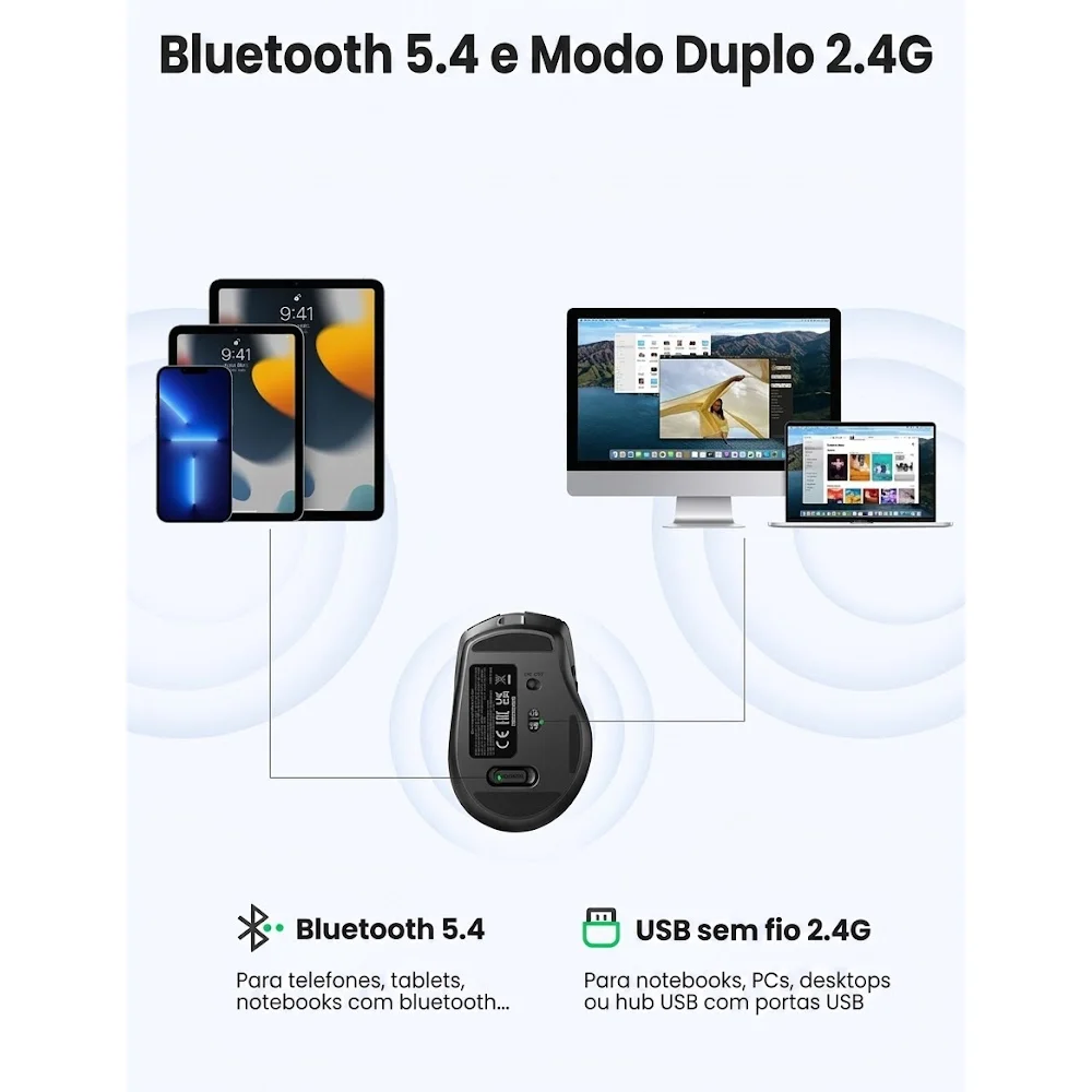 Imagem 4 de 5 do produto Ugreen Mouse Sem Fio Ergonomico Grey 85082
