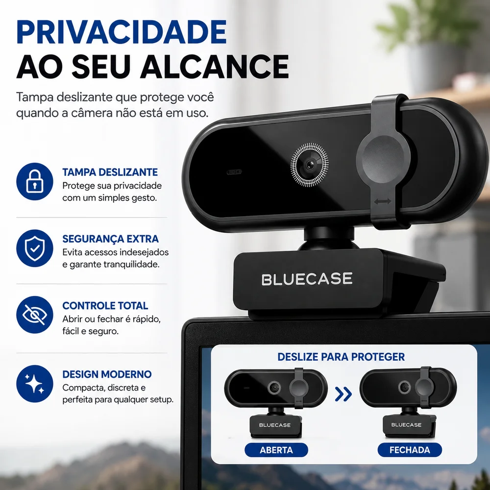 Imagem 3 de 4 do produto Webcam 1080p Full Hd 30 Fps PC Notebook Videoconferência