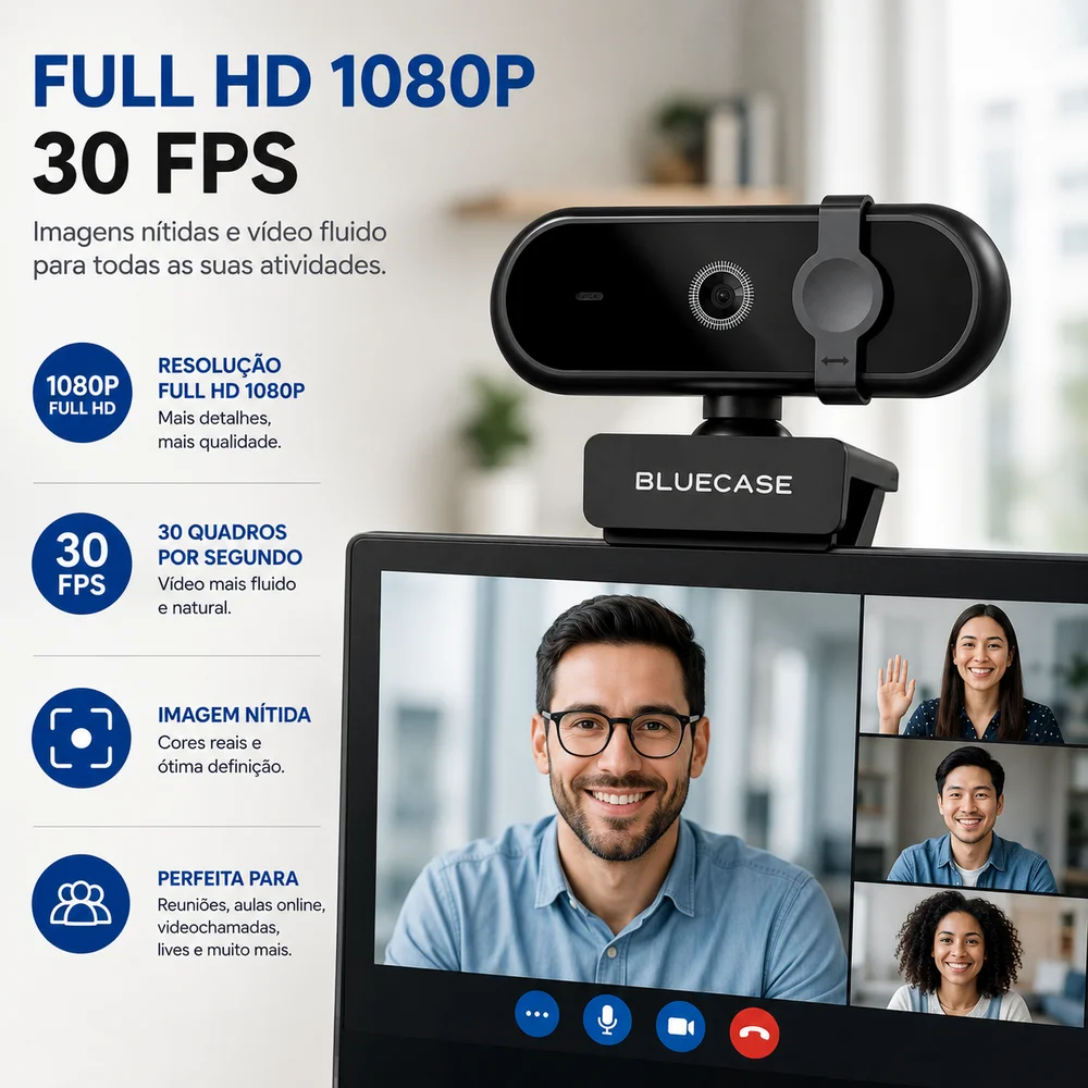 Imagem 4 de 4 do produto Webcam 1080p Full Hd 30 Fps PC Notebook Videoconferência