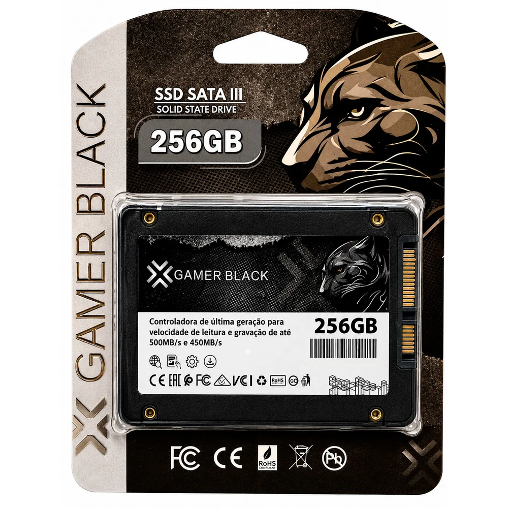 SSD Gamer Black 256gb, Sata Iii, 2.5", Para PC E Notebook