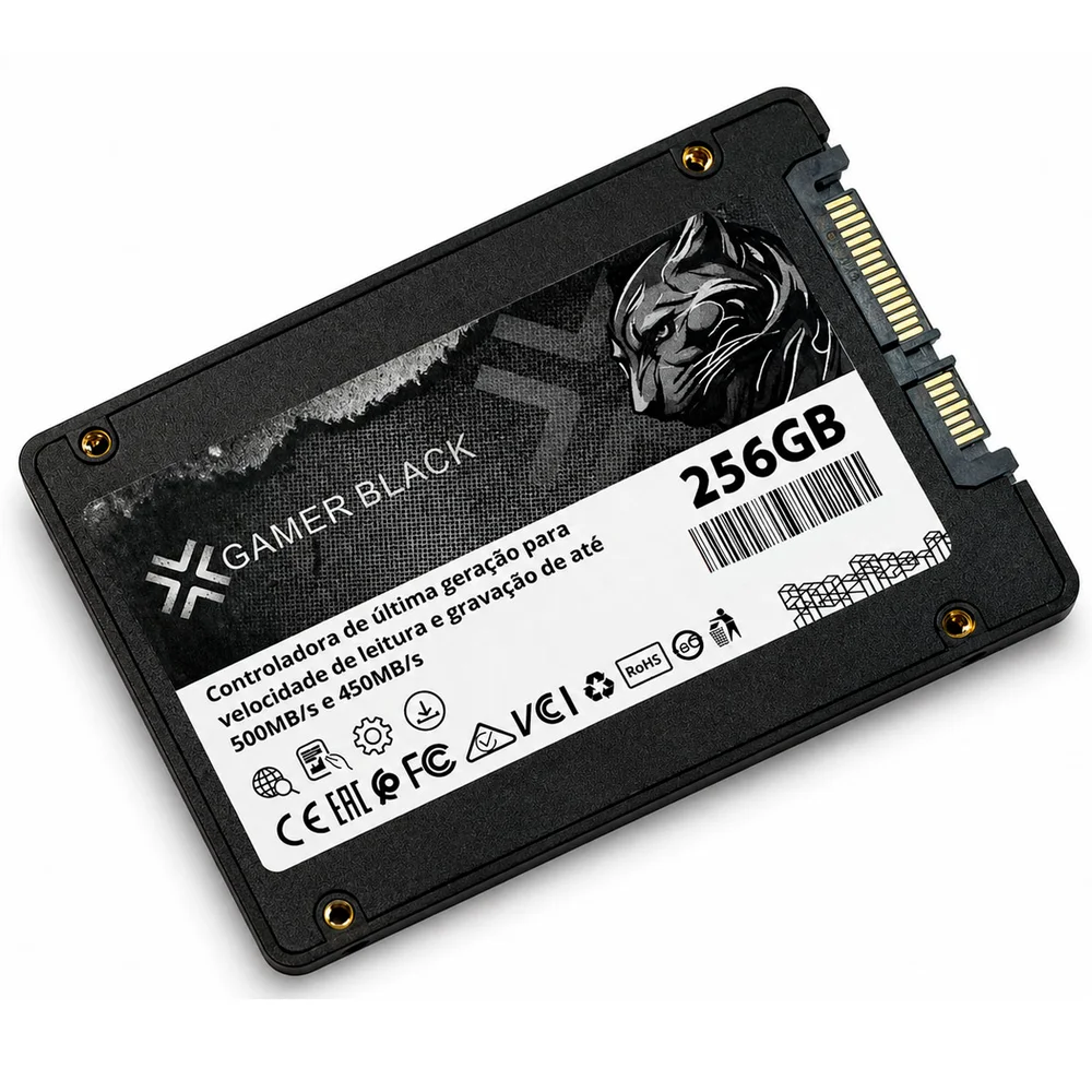 Imagem 2 de 3 do produto SSD Gamer Black 256gb, Sata Iii, 2.5", Para PC E Notebook