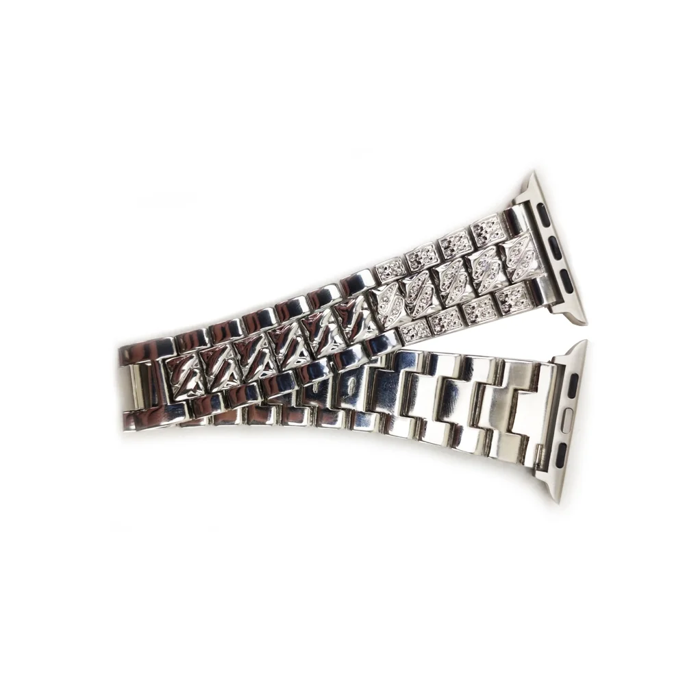 Imagem 2 de 5 do produto Pulseira Smartwatch Luxo Smartband Pedra Strass Aço Inox 3 Elos Inteligente