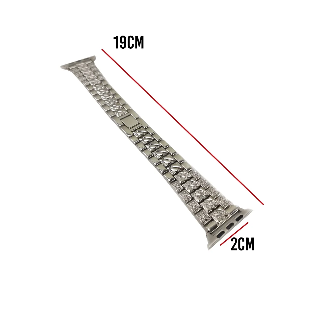 Imagem 4 de 5 do produto Pulseira Smartwatch Luxo Smartband Pedra Strass Aço Inox 3 Elos Inteligente