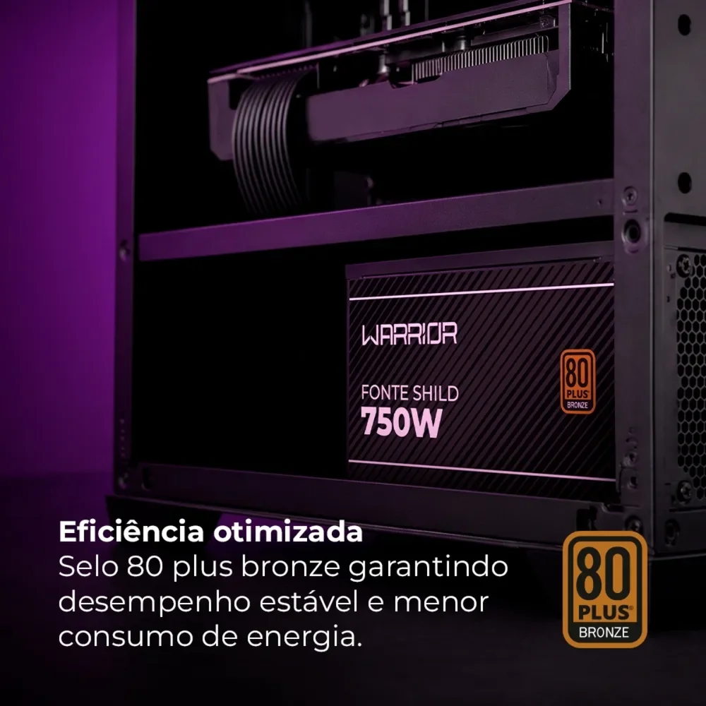 Imagem 3 de 5 do produto Fonte Gamer Shild 750w 80 Plus Bronze Pfc At Preta Multi