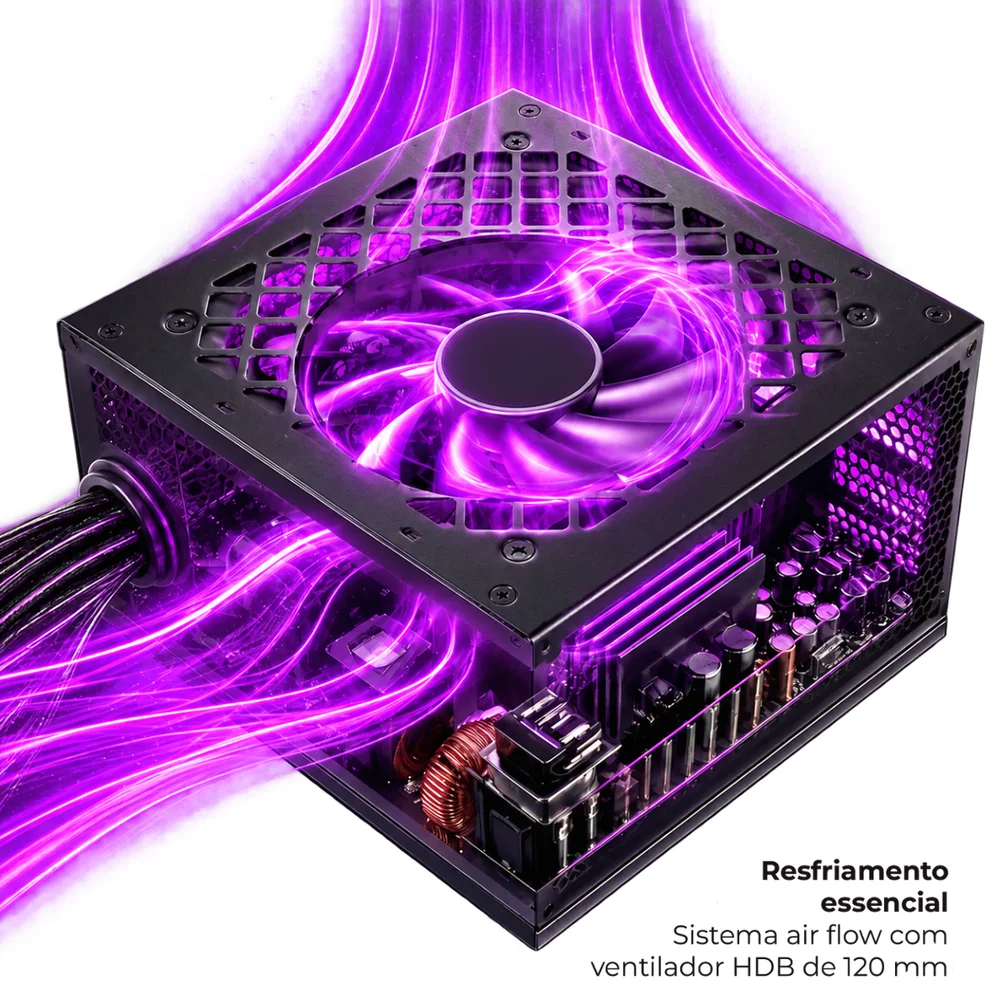 Imagem 5 de 5 do produto Fonte Gamer Shild 750w 80 Plus Bronze Pfc At Preta Multi