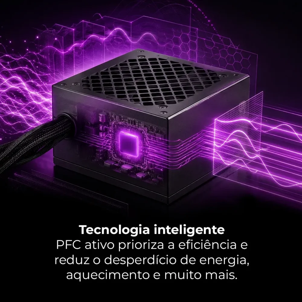 Imagem 5 de 5 do produto Fonte Gamer Shild 650w 80 Plus Bronze Pfc At Preto Multi