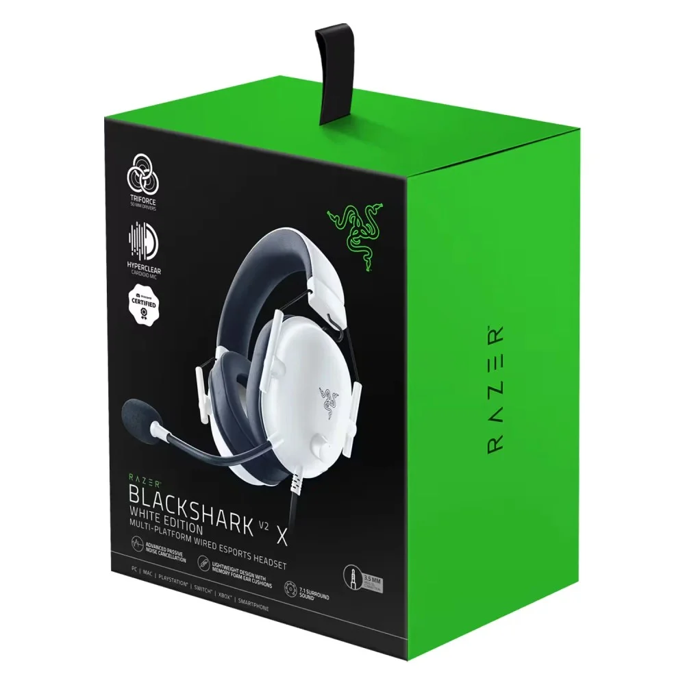 Headset Gamer Razer Blackshark V2 X Rz04-03240700-r3u1 3.5mm P3 Surround 7.1 Microfone Cardióide Branco