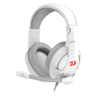 Headset Gamer Redragon Cronus H211w-RGB Branco Usb P3 Som Estéreo Microfone Iluminação LED RGB Confortável