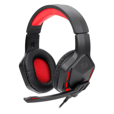 Headset Gamer Redragon Themis H220 P2 3.5mm LED Vermelho Drivers 50mm Microfone Com Cancelamento De Ruído Preto