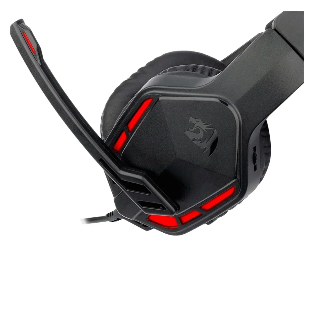 Imagem 3 de 4 do produto Headset Gamer Redragon Themis H220 P2 3.5mm LED Vermelho Drivers 50mm Microfone Com Cancelamento De Ruído Preto