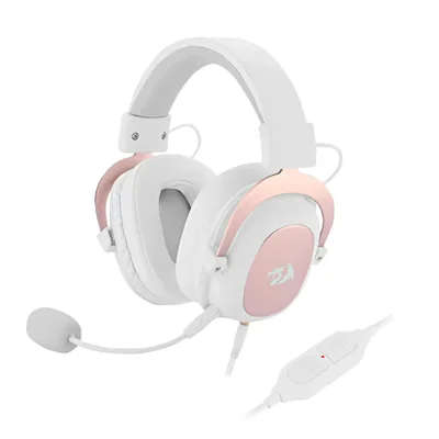 Headset Gamer Redragon Zeus 2 H510w Usb 7.1 Surround Drivers 53mm Microfone Removível Cancelamento Ruído Branco