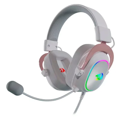 Headset Gamer Redragon Zeus X H510w-RGB Usb Branco 7.1 Surround Virtual Microfone Removível Iluminação RGB PC Gamer