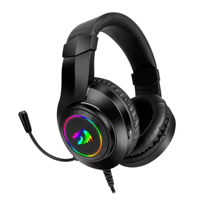 Headset Gamer Redragon Hylas H260-RGB P2 3.5mm Com Microfone Iluminação LED Preto Áudio Estéreo Confortável