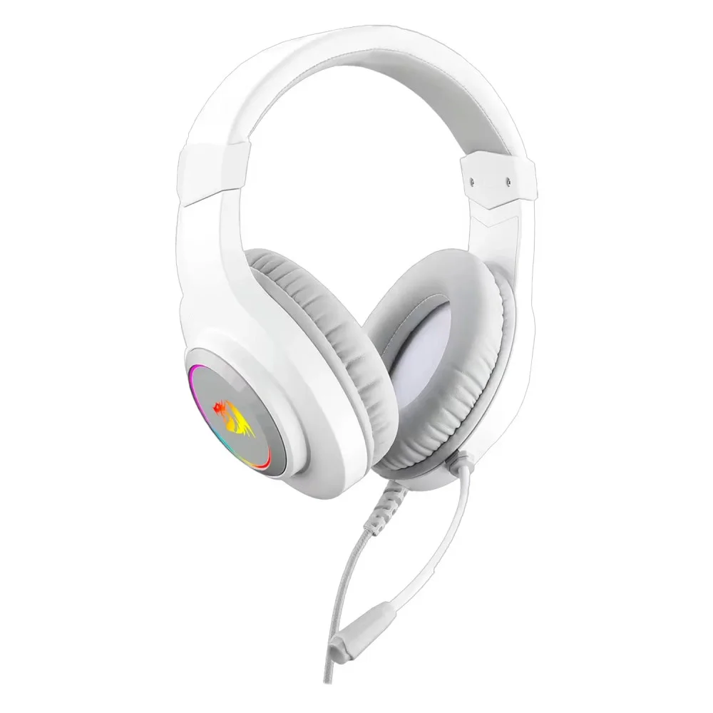 Headset Gamer Redragon Hylas H260w-RGB P2 3.5mm Branco Iluminação LED Microfone Ajustável Confortável PC Console Headset Gamer Redragon Hylas H260w-RGB P2 3.5mm Branco Iluminação LED Microfone Ajustável Confortável PC Console