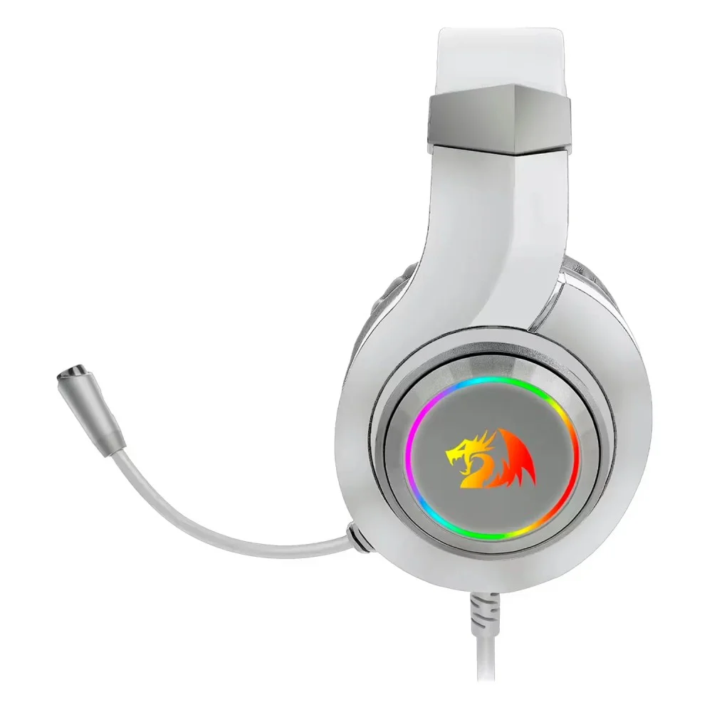Headset Gamer Redragon Hylas H260w-RGB P2 3.5mm Branco Iluminação LED Microfone Ajustável Confortável PC Console Headset Gamer Redragon Hylas H260w-RGB P2 3.5mm Branco Iluminação LED Microfone Ajustável Confortável PC Console
