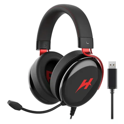 Headset Gamer Haylou Hexstorm G1 Hdg01 Usb Som Hi-fi Microfone Retrátil Iluminação LED Preto Confortável Jogos PC