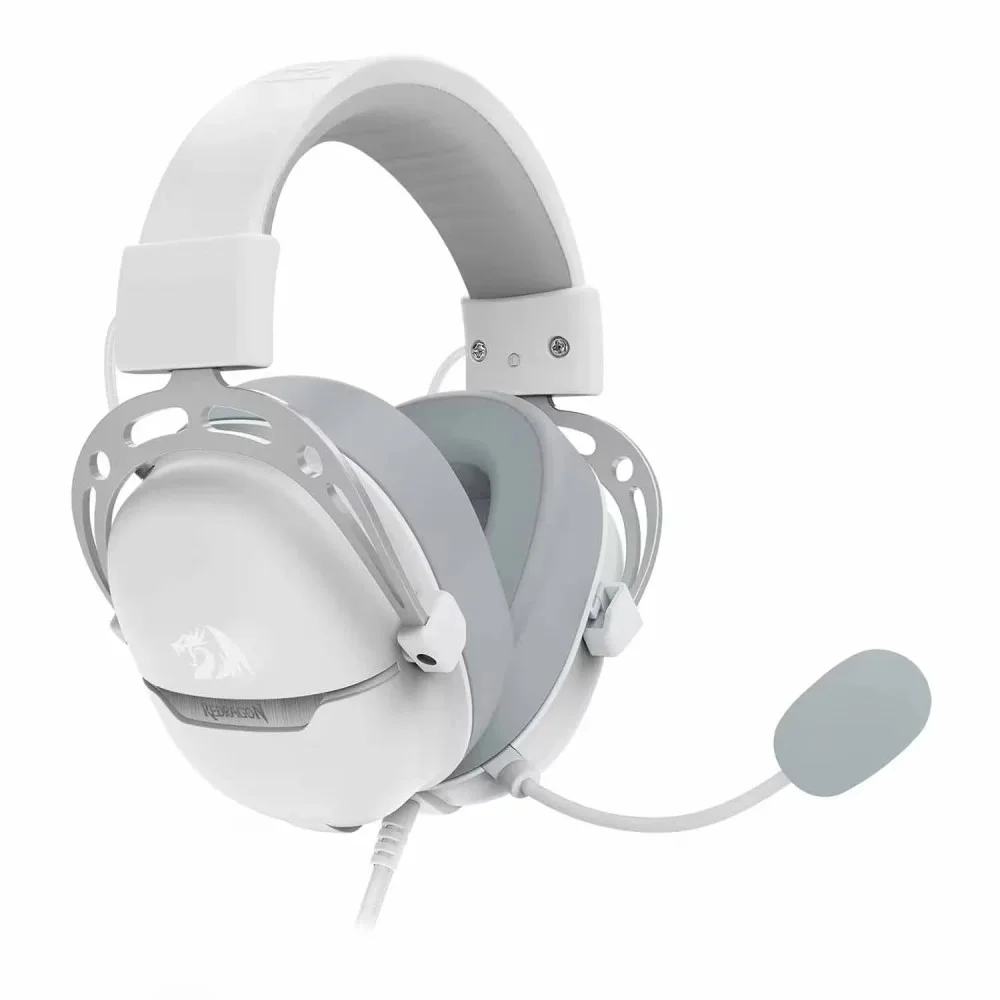 Imagem 2 de 4 do produto Headset Gamer Redragon Aurora H376wg Usb Branco Iluminação RGB Microfone Ajustável Confortável PC Console