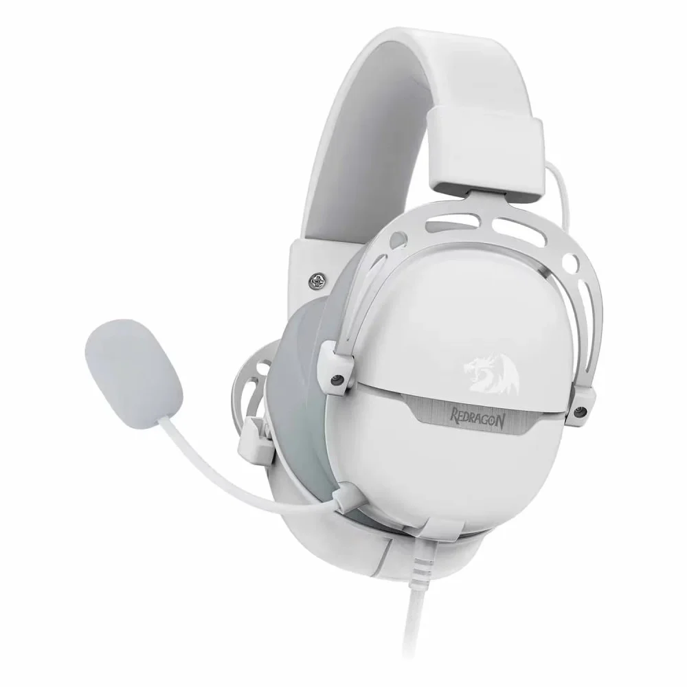 Imagem 4 de 4 do produto Headset Gamer Redragon Aurora H376wg Usb Branco Iluminação RGB Microfone Ajustável Confortável PC Console
