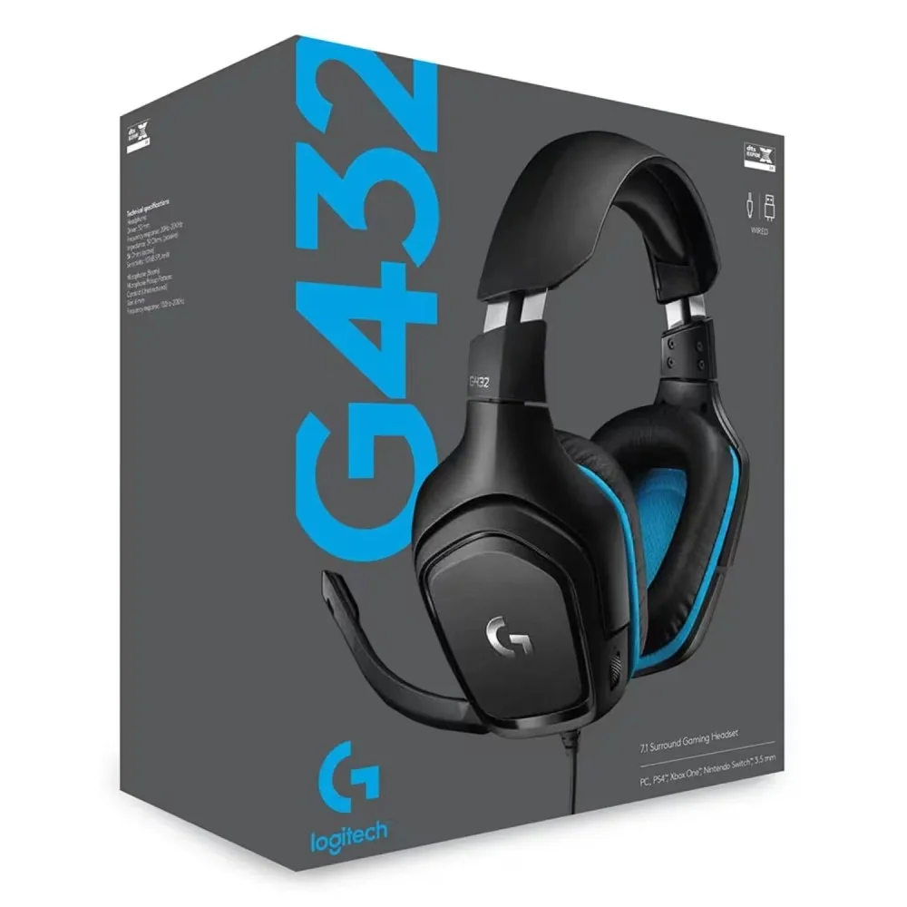 Imagem 5 de 5 do produto Headset Gamer Logitech G432 981-000769 Usb 7.1 Surround Drivers 50mm Microfone Flip-to-mute Preto PC Consoles
