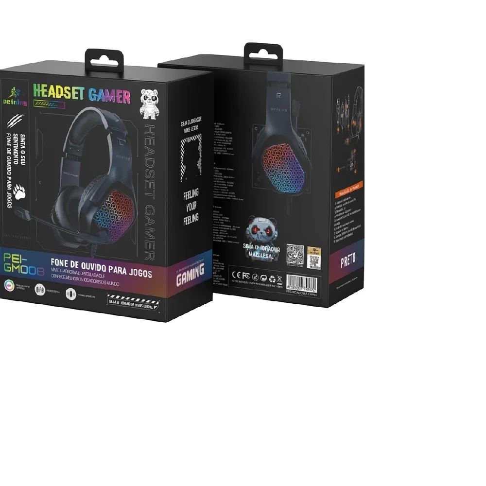 Imagem 5 de 5 do produto Headset Gamer LED RGB Vibrante + Som Surround Envolvente