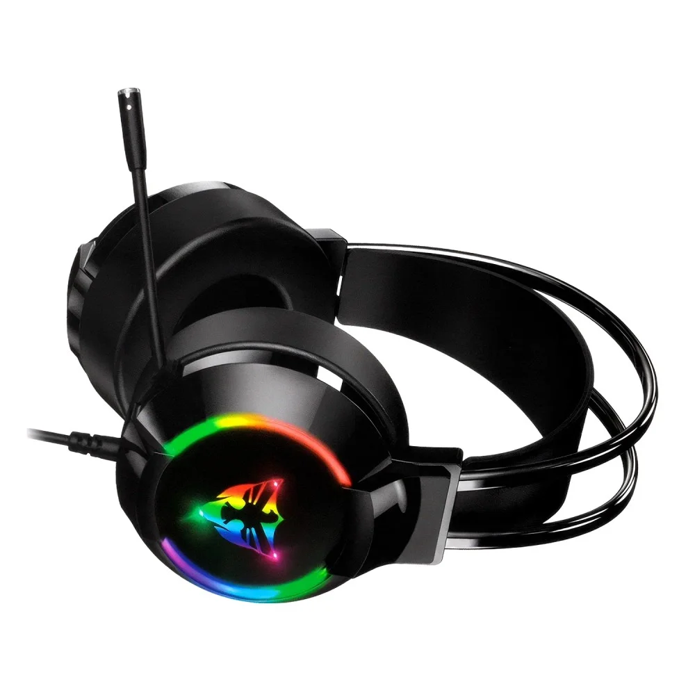 Imagem 2 de 2 do produto Headset Gamer Satellite Ae-304 RGB Usb Preto Áudio 7.1 Virtual Microfone Retrátil Confortável PC LED