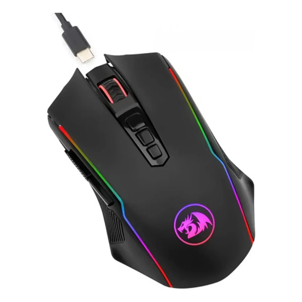 Imagem 2 de 4 do produto Mouse Gamer Redragon Ranger Lite M910 RGB Sem Fio 8000 Dpi 7 Botões Bateria Recarregável Preto